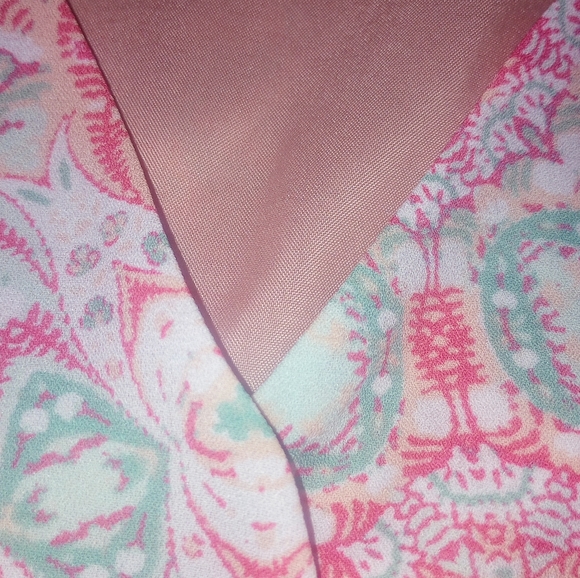 Decree Women's Paisley Folksy Peach Fully Lined Shortall With Wrap Top W… - Picture 5 of 11